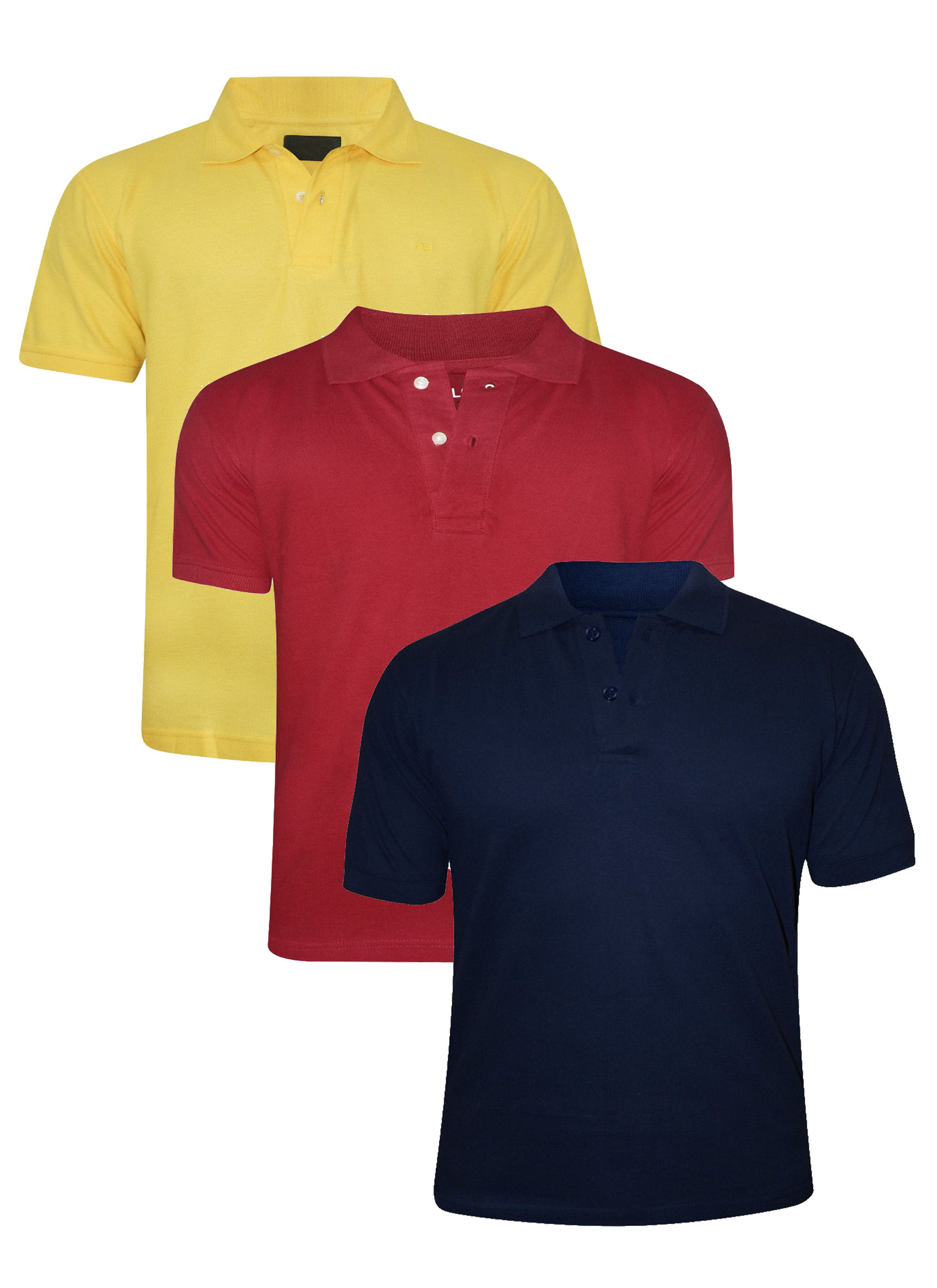 Tangy Pack Of 3 Men's Yellow&Red&Blue Polo T-Shirt - TANGYSTORE.IN